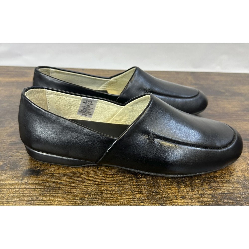 L.B. Evans Duke Opera Mens Black Leather Casual Slippers Slip On Shoes Size 8M 8 - Picture 2 of 15